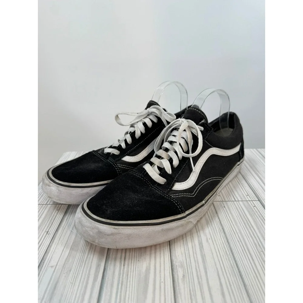Vans Old Skool Black White Suede Canvas Skate Shoes Low Top Sneakers Men's 13